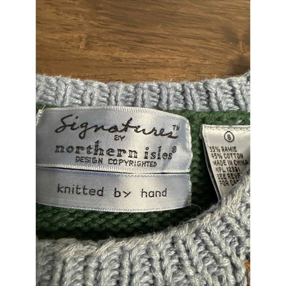 Vtg Northern Isles Noah's Noahs Arc Bible Story Handknit Sweater Small S - Picture 4 of 9